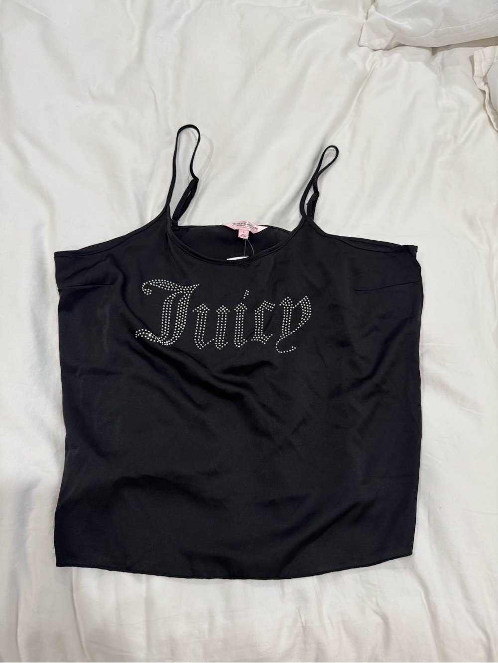 Y2K Juicy Couture Black Rhinestone Logo Camisole
